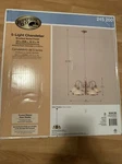 Hampton Bay Halophane 5 Brushed Nickel Chandelier/frosted Ribbed Glass Shades. Fixed Price $38.00.