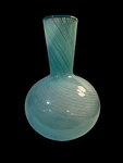 Dansk Art Glass Bud Vase 6" Light Teal Blue Swirl Mezza Filigrana Hand Blown. Fixed Price $29.99.