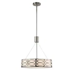 Drake 3-LIGHT Brushed Nickel Modern Chandelier W/drum Shade By Canarm. Fixed Price $114.90.