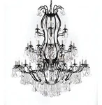 Rustic Rod Iron Chandelier Large With Crystals 52" Ideal For Room. Fixed Price $1010.00.
