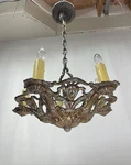 Rewired Antique Vtg Arts Crafts Deco Mission Polychrome Chandelier 1920S 30S 40S. Fixed Price $479.95.