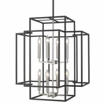 Z-lite 454-28 Nickel/black Titania 8-LIGHT 22"W Two Tier Chandelier. Fixed Price $680.00.