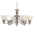 Nuvo 60-356 Empire Light Alabaster Glass Chandelier Brushed Nickel Finish. Fixed Price $95.99.