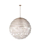 Kalco Sphere Light 36" Capiz Pendant, Pearlized Antique Brass - 521158PAB. Fixed Price $3116.00.