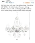Papaya Crystal Chandeliers Clear 5-LIGHT Modern Pendant Ceiling. Fixed Price $39.00.