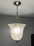Single Bulb Chandelier, Nickel Finish, Frosted Glass Shade. Fixed Price $30.00.