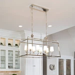 Crystorama Sylvan 42" Nickel Linen Shades Kitchen Island Pendant. Fixed Price $998.00.