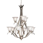 Kichler Dover Chandelier 9LT, Brushed Nickel, Etched Seeded - 2520NI. Fixed Price $574.97.