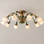 10 Lights Retro Wrought Iron Chandelier Flower Vine Semi Flush Mount. Fixed Price $219.00.