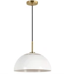 Hailey Home Jordyn White/brushed Brass Modern Dome Medium Hanging Pendant Light. Fixed Price $41.56.