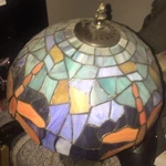 Warehouse Of Tiffany Table Lamp 22" Antique Bronze Dragonfly Stained Glass Shade. Fixed Price $80.00.