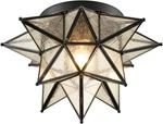 Boho Moroccan Seeded Glass Moravian Star Light Fixture Ceiling Flush Mount. Fixed Price $185.00.