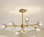 Siljoy 32 In. 9-LIGHT Gold Modern Chandelier/crystal Clear Glass Shade. Fixed Price $82.99.