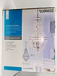 Chandelier 4-LITE Pendent Ceiling Light With White & Tan Beads Chrome Finish. Fixed Price $39.97.