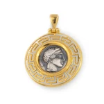 Goddess Athena & Owl Coin Silver Golden Pendant, Ancient Greek. Fixed Price $163.20.