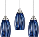 Dark Blue Mini Glass Pendant Lights For Kitchen Island 3PACK Hand Blown Art. Fixed Price $215.99.