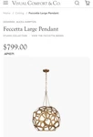 Visual Comfort Alexa Hampton Feccetta Large Pendant In Antique Gild AP1071ADB. Fixed Price $465.00.