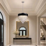 18" Modern Crystal Chandelier Black Elegant Round Pendant Light Ceiling Fixture. Fixed Price $151.99.