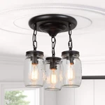 Lnc 11.8 In. 3-LIGHT Oil-rubbed Bronze Semi-flush Mount Mason Jar Shade. Fixed Price $44.99.