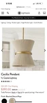 Capital Cecilia Pendant, Bleached Natural Rope And Brass . 12 Inches. Fixed Price $250.00.