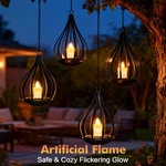 Kagoling Black Metal Hanging Solar Lantern Light Flameless Candle Garden Decor. Fixed Price $22.99.