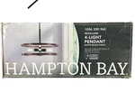 Hampton Bay Rockland 60-WATT 4-LIGHT Matte Black Pendant Painted Wood Shade. Fixed Price $49.49.