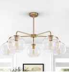 5-LIGHT Modern Linear Sputnik Branch Glass Globe Gold Dining Room/kitchen. Fixed Price $99.27.