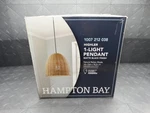 Hampton Bay Highler 1-LIGHT Matte Black Shaded Pendant Rattan. Fixed Price $38.99.
