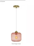 River Of Goods Hadley 8 In. 1-LIGHT Gold Pendant With Pink Glass Shade. Fixed Price $49.99.