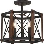 Wood & Metal Chandelier Quoizel Baron Rustic Retro Industrial Ceiling Light. Fixed Price $65.00.