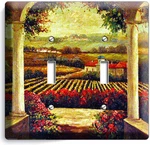 Tuscan Vineyard Painting Kitchen Dining Room Art Double Light Switch Wall Plate. Fixed Price $21.99.