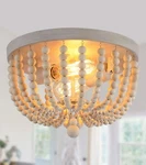 Q&s Boho Chandelier Wood Beaded Flush Mount Ceiling Light Fixtures For Nurser.... Fixed Price $89.29.