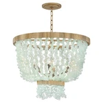 Fredrick Ramond Dune 6LT Chandelier, Gold/blue Sea Glass FR30206BNG-BG. Fixed Price $3699.00.