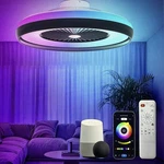 24" Low Profile Rgb Ceiling Fan With Light, Remote, App, White (see Description). Fixed Price $119.95.
