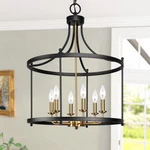 6-LIGHT Black Gold Drum Chandelier, 21" Brushed Brass Modern Farmhouse Pe.... Fixed Price $251.80.