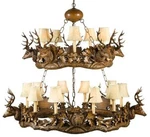Rustic Two-tier Stag Chandelier Hand-cast Resin. Fixed Price $7289.00.