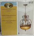 Hampton Bay Chateau Deville Pendant Belcaro Walnut Aged Champagne Glass. Fixed Price $43.89.