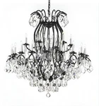 Vintage Style Rod Iron Chandelier Large With Crystals 24 Lights. Fixed Price $825.00.