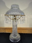 Rare American Brilliant Cut Crystal Glass Hat Mushroom Dome Style Lamp 22". Fixed Price $1349.99.