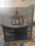 Hampton Bay Boswell Quarter 1-LIGHT Distressed Black Mini-pendant New. Fixed Price $44.22.