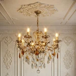 Antique Vintage French Crystal 8 Arm Chandeliers Light Fixtures 1960. Fixed Price $895.00.