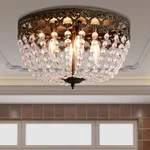 15" Vintage 4-LIGHT Bronze Crystal Flush Mount Chandelier Ceiling Lamp. Fixed Price $166.99.