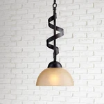 Bronze Mini Pendant Light 7" Spiral Ribbon Amber Glass Fixture Kitchen Island. Fixed Price $199.99.