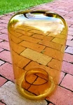Niche Modern Amber Glass Lamp Pendant Pod Globe. Fixed Price $365.00.
