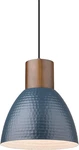 Modern Blue Hammered Pendant Light - 7 Adjustable Wood & Metal Fixture. Fixed Price $69.99.