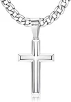 925 Sterling Silver Cross Necklace Men - Beveled Edge Pendant With 5MM 316. Fixed Price $55.99.