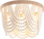 Viluxy White Bohemia Wood Beaded Antique Rustic Mini Flush Mount Ceiling Light. Fixed Price $59.99.