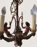 Vtg (6) Light Organ Grinder, Singerie Decor, Flying Designer Monkey Chandelier. Fixed Price $700.00.