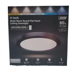 Feit Electric Edge-lit 11 In. Matte Black Round 6-WAY Led Flush Mount Light. Fixed Price $29.95.