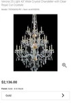 Elegant Lighting Verona 43" 25 Royal Crystal Chandelier. Fixed Price $149.00.